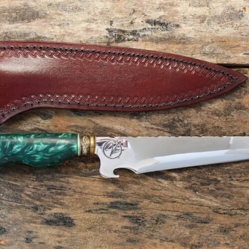 Faca Artesanal Com Cabo de Resina Verde - 71